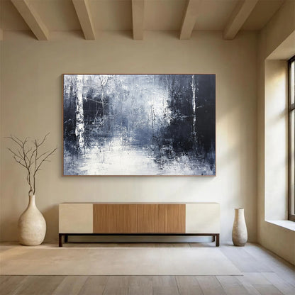 “Gray Abstract Forest” - Gray, White, Black with Forest - like Textures - Abstract Acrylic Painting HB1351