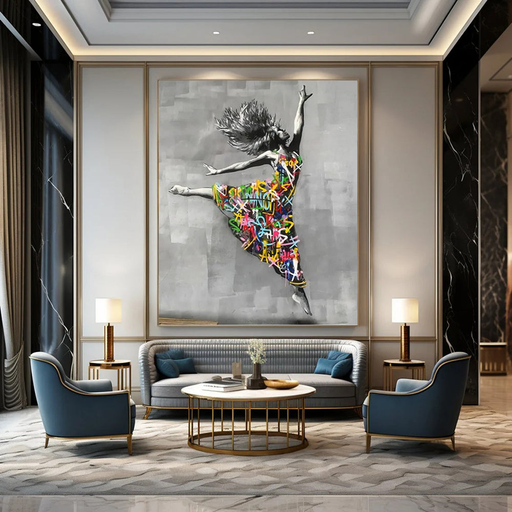 Sky - Piercing Vertical Hand - Painted Custom Abstract Masterwork with Geode Textures, for Bedroom and Dining Room DKH1605