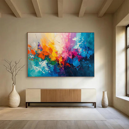 Vibrant Abstract Symphony - Energetic Home Office Inspiration DLZ049