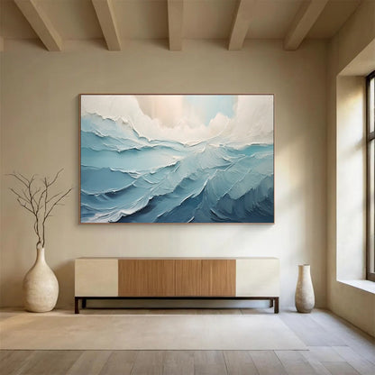 Textured Ocean Wave - Dynamic Coastal Living Room Art DLZ227