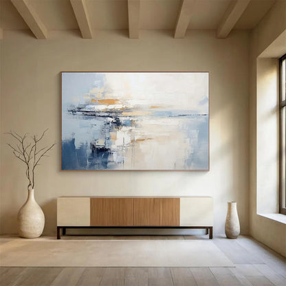 Blue & Beige Horizon Abstract - Modern Office Clarity DLZ090