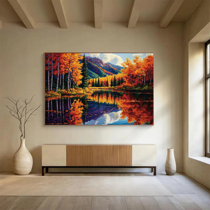 Autumn Forest Reflection - Realistic Landscape Painting On Canvas HB0434