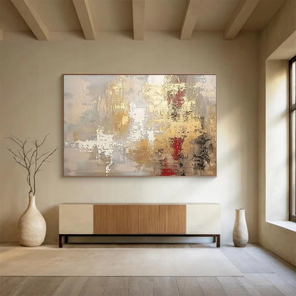 Gold & Red Abstract Elegance - Sophisticated Dining Room Glam DLZ045
