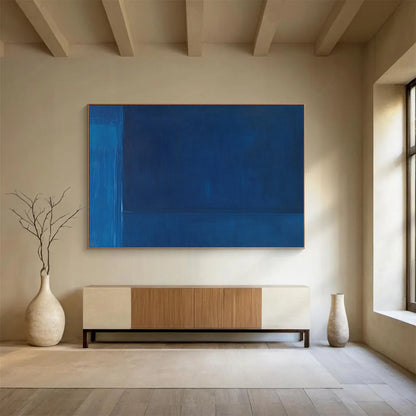 “Deep Blue Minimalist Blocks” - Deep Blue, Block Shapes, Minimalist Painting On Canvas HB0844