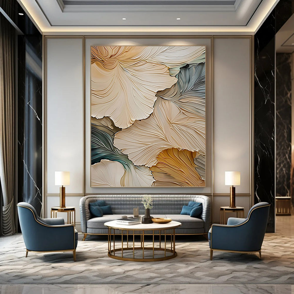 Regal Hand - Painted Textured Abstract Art on Canvas for Hotel & Entryway DKH1385