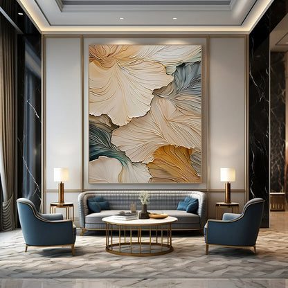 Regal Hand - Painted Textured Abstract Art on Canvas for Hotel & Entryway DKH1385