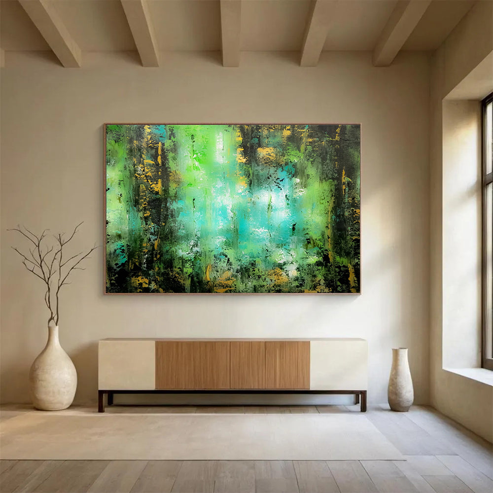 Dynamic Large Abstract Painting with Energetic Textured Strokes for Bar & Hotel Suite DKH921