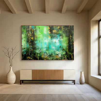 Dynamic Large Abstract Painting with Energetic Textured Strokes for Bar & Hotel Suite DKH921
