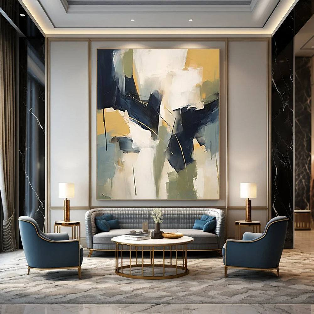 Thunderclouds: Titanic Hand - Painted Custom Abstract Canvas for Entryway and Living Room DTP123