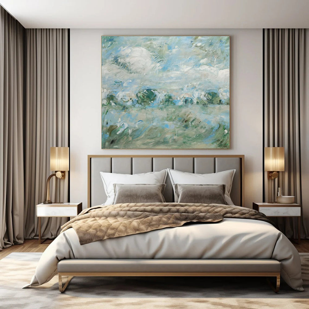Large-Scale Hand-Painted Abstract Mural for Hallway & Hotel Ballrooms LargeART1439