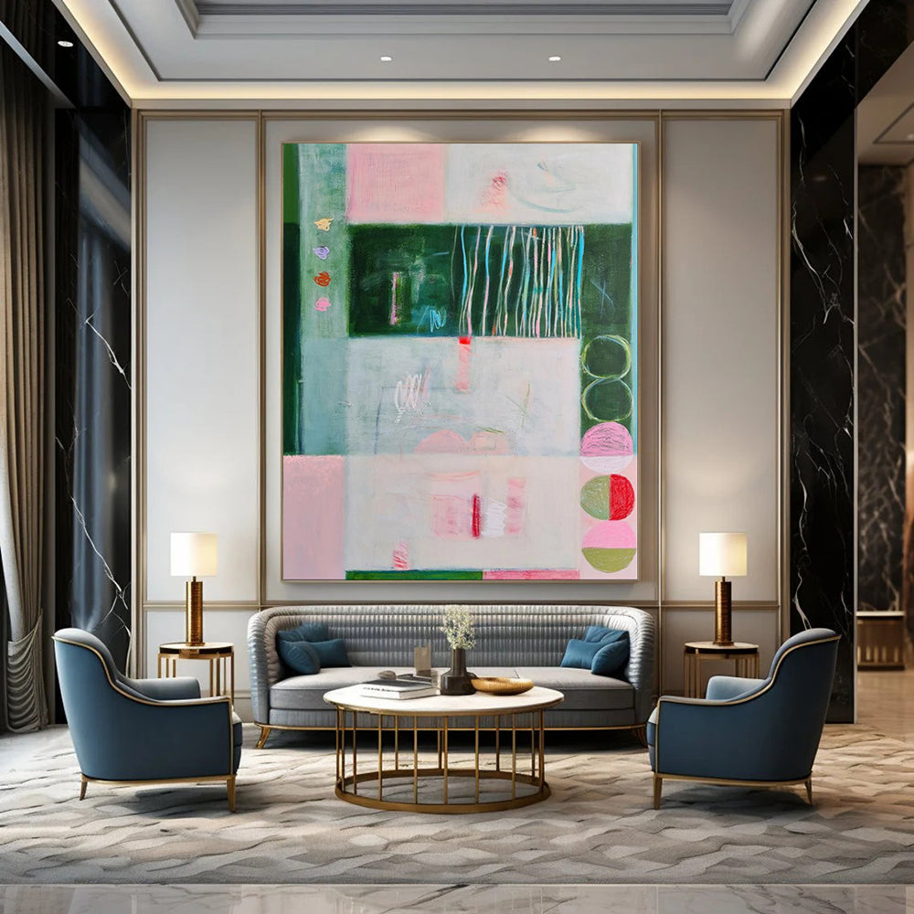 Oversized Custom Hand-Painted Abstract Art for Living Room & Hotel LargeART1852