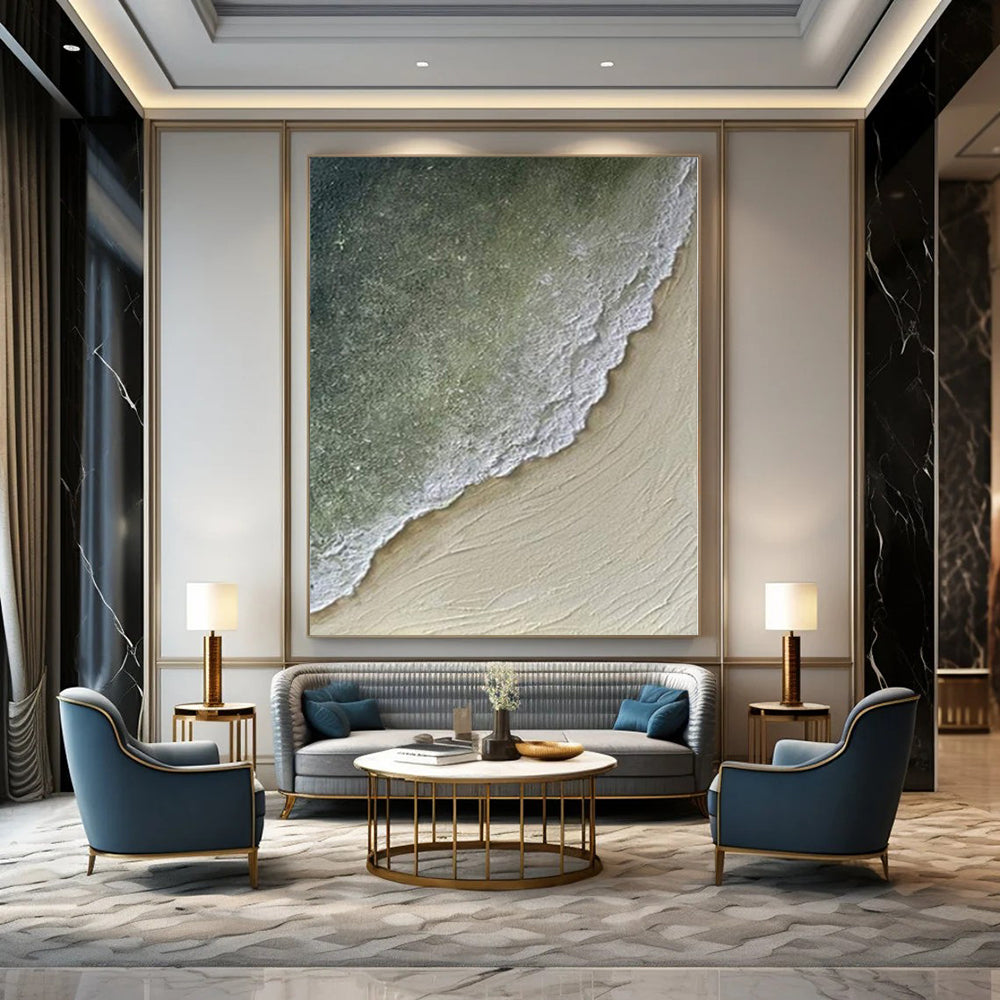 Extra-Huge Hand-Painted Modern Abstract Canvas for Family Home Outdoor Patios