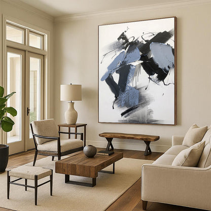 Custom Large Hand-Painted Abstract Canvas for Pet Nook Feature Wall