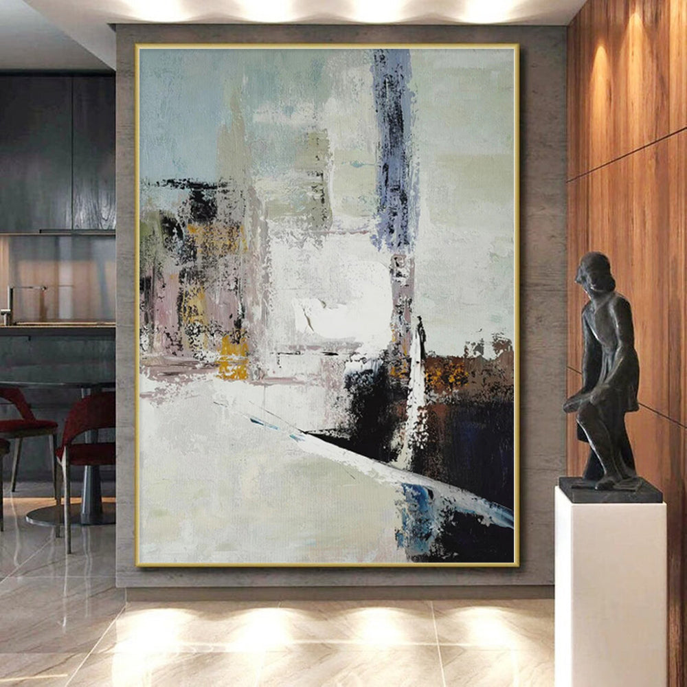 Monumental Custom Abstract Art for Guest Room Fireplace and Mantel Feature Walls