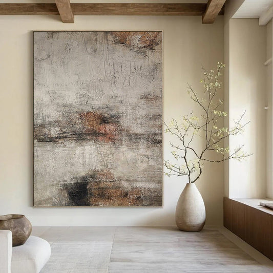 Large-Scale Hand-Painted Modern Abstract Mural for Yoga Studio Meditation Garden Backdrops