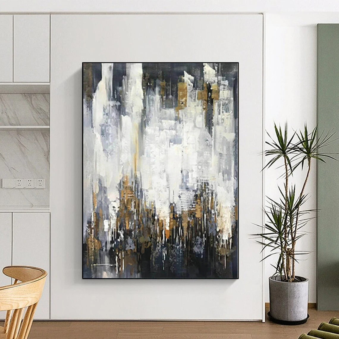 Immense Hand-Painted Abstract Wall Art for Home Craft Room Storage and Display Walls