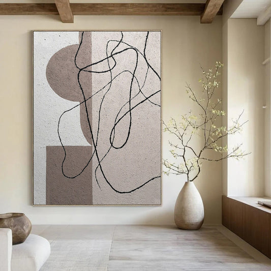 Huge Hand-Painted Contemporary Abstract Painting for Family Home Artistic Workshops