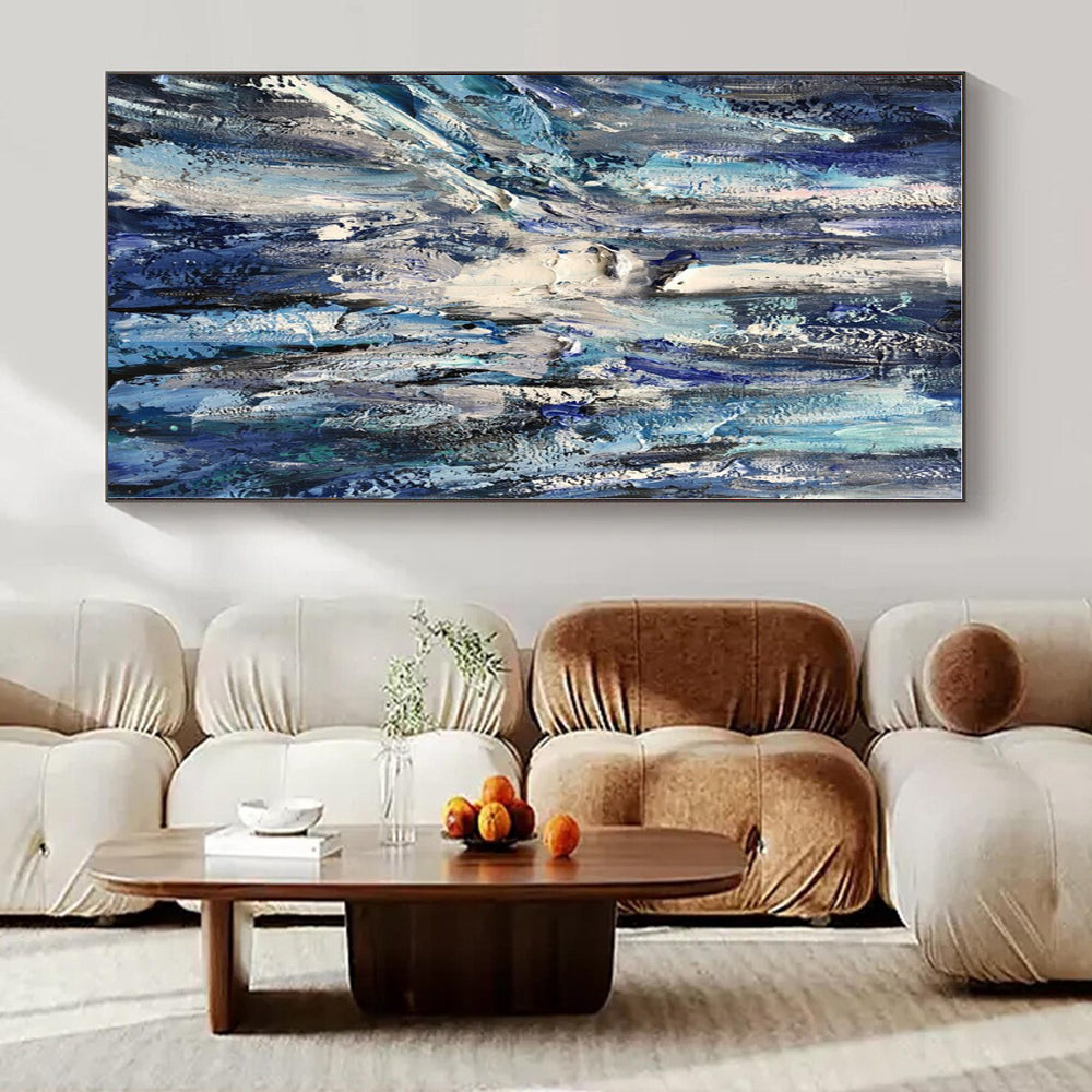 Oversized Custom Hand-Painted Abstract Painting for Office and Hotel Executive Suites