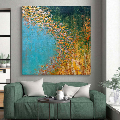 Custom Grand Abstract Grid Art - Hand-Painted Acrylic for Modern Office Atriums