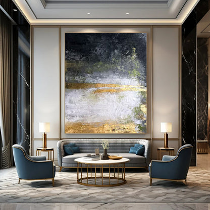 Giant Hand-Painted Contemporary Abstract Art for Trendy Bar Rooftop Terraces