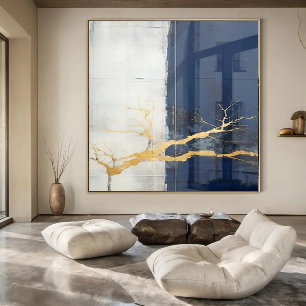 Extra-Huge Hand-Painted Modern Abstract Canvas for Family Home Basement Recreational Areas