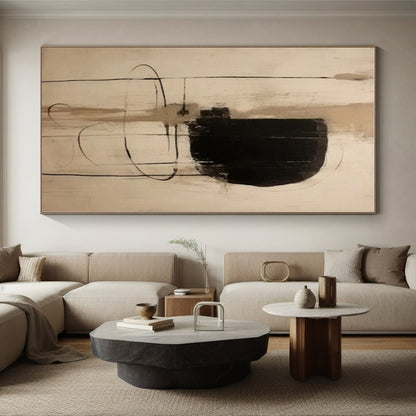 Gigantic Hand-Applied Abstract Painting for Home Library Knowledge Wall