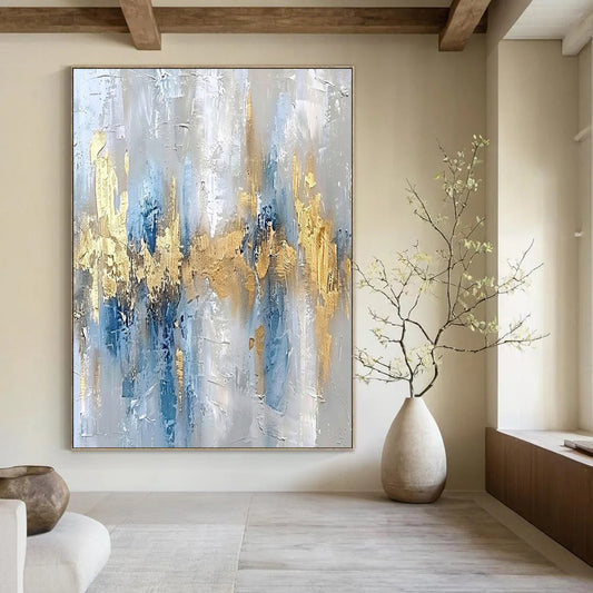 Oversized Hand-Painted Modern Abstract Mural for Upscale Hotel Conference Rooms
