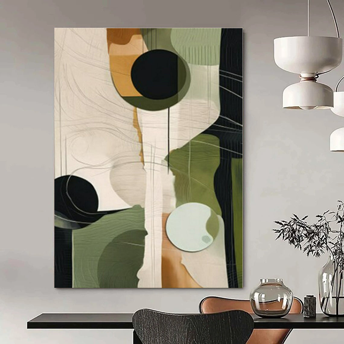Large-Scale Hand-Painted Contemporary Abstract Mural for Office Hallways