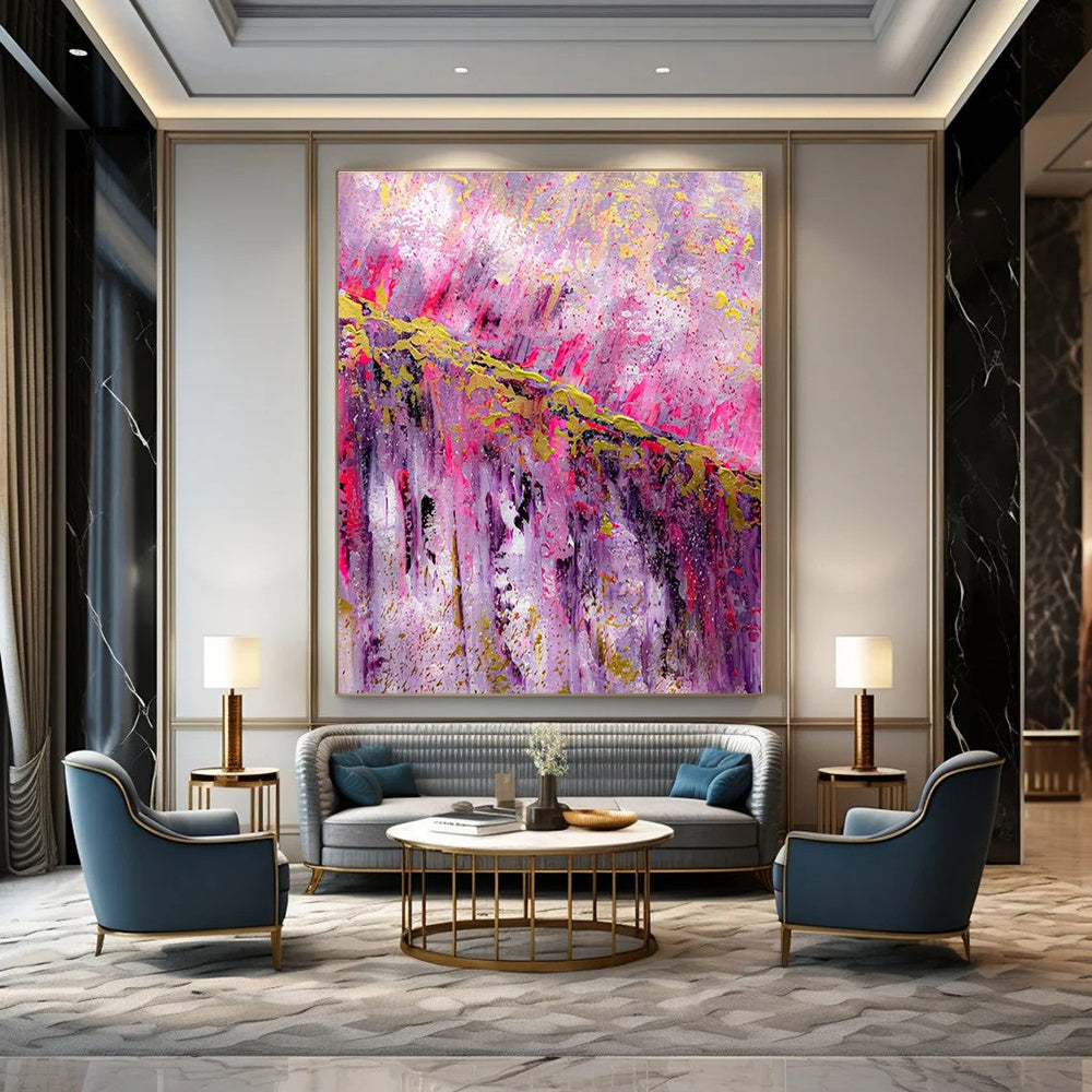 Extra-Vast Hand-Painted Modern Abstract Artwork for Bedroom Behind Vanity Mirrors