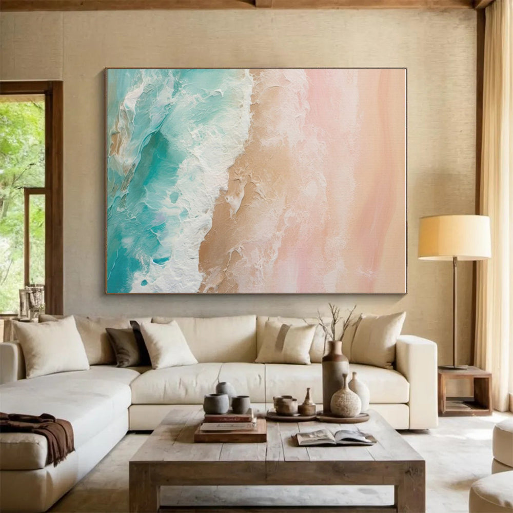 Monumental Modern Abstract Painting for Contemporary Home Indoor Poolside Lounge Wall