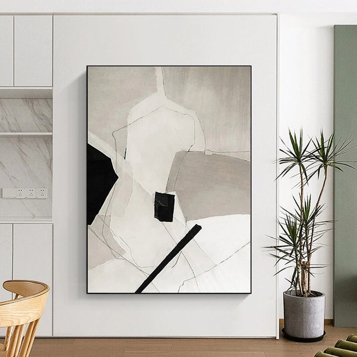 Super-Sized Abstract Minimalist Hand-Painted Art for Reading Nook Cozy Wall