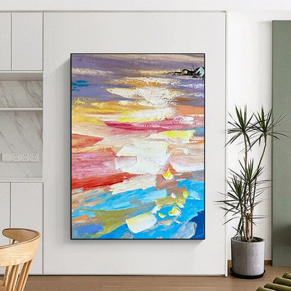 Giant Contemporary Abstract Painting for Modern Master Bedroom Bedhead Wall