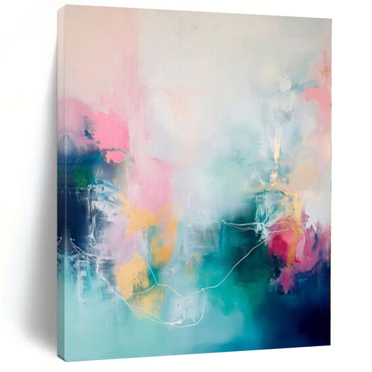 Oversized Hand-Painted Modern Abstract Mural for Dining Room Wine Cellar Areas