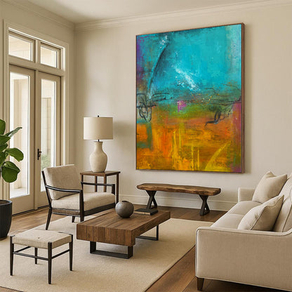 Custom Extra Large Abstract Circus Art - Commissioned Acrylic for Cabaret Theater Foyers