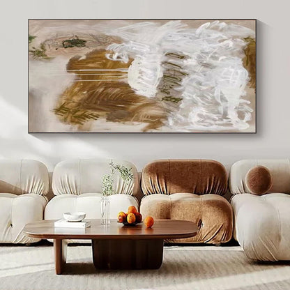 Large Hand-Painted Contemporary Abstract Wall Art for Family Home Pet Corners