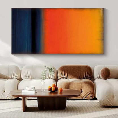 Oversized Hand-Painted Modern Abstract Mural for Dining Room Behind Bar Carts