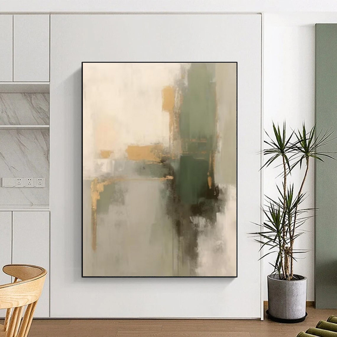 Oversized Bespoke Hand-Painted Abstract Canvas for Bathroom Relaxation Wall