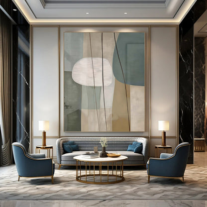 Colossal Hand-Painted Contemporary Abstract Canvas for Family Home Foyers