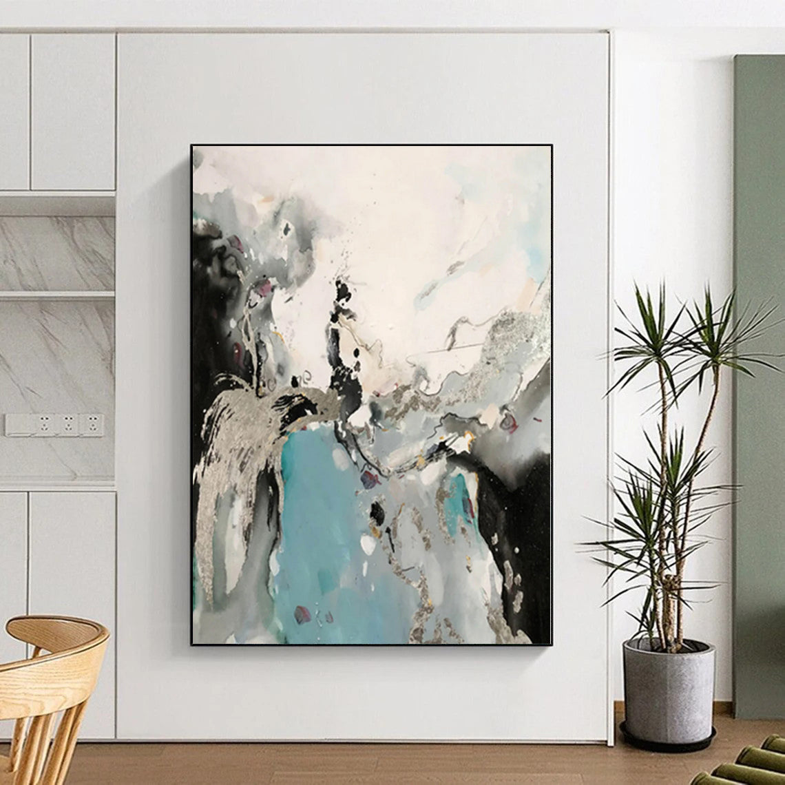 Huge Hand-Painted Abstract Canvas for Dining Room Banquet Wall