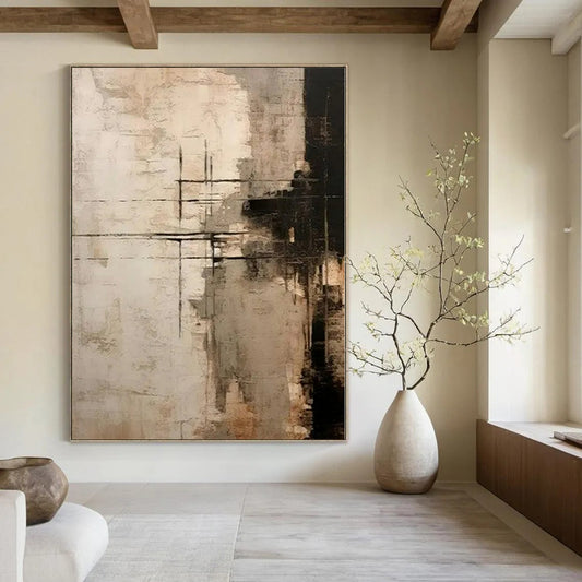 Hand-Painted Large Modern Abstract Wall Art for Bedroom Behind Headboards