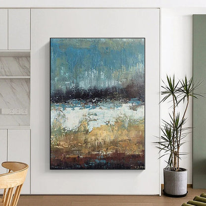Super-Sized Bespoke Abstract Painting for Home Wine Cellar Barrel Racking Wall