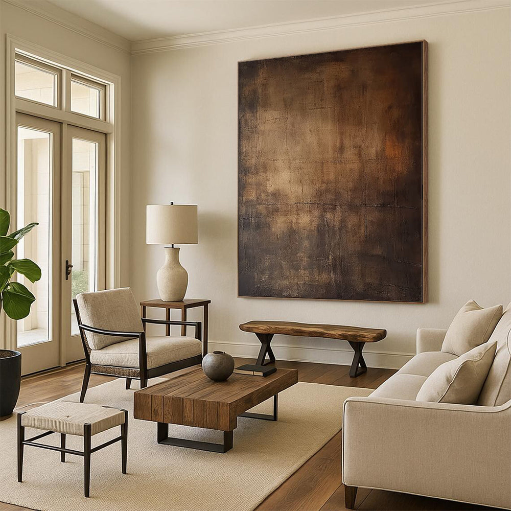 Grand Handcrafted Abstract Painting for Luxury Villa Foyers