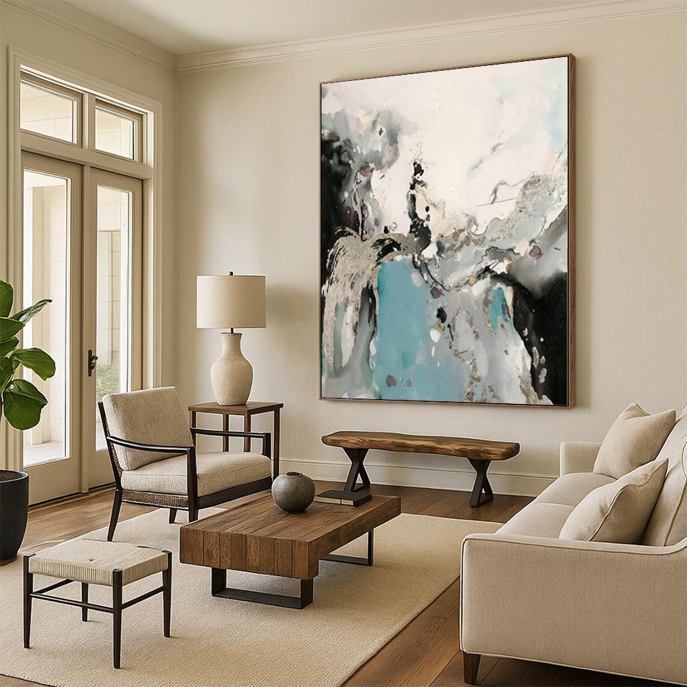 Huge Hand-Painted Abstract Canvas for Dining Room Banquet Wall