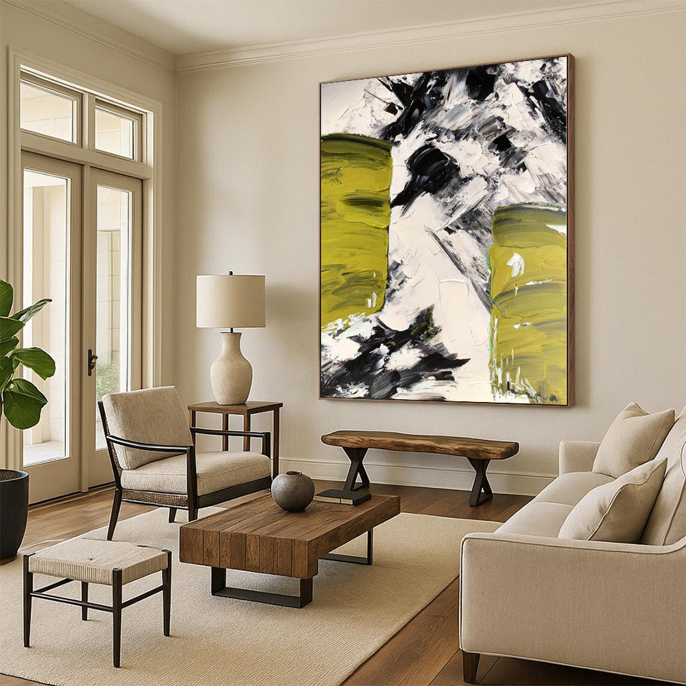 Immense Hand-Painted Abstract Canvas for Dining Room Window Seat Alcoves