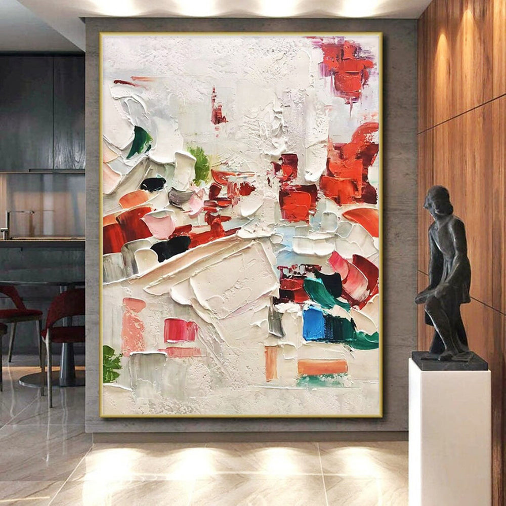 Monumental Modern Abstract Painting for Contemporary Kitchen Breakfast Nook Feature Wall