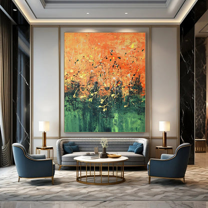 Large-Scale Contemporary Abstract Canvas for Community Center Multipurpose Rooms