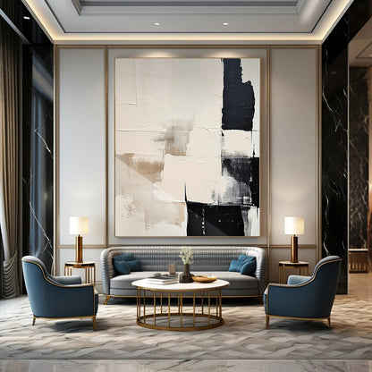 Monumental Hand-Painted Abstract Art for Corporate Training Room Interiors