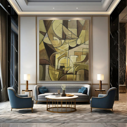 Custom Hand-Painted Abstract Canvas for Bar & Hotel Reception Areas