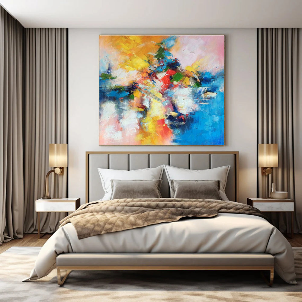 Hand-Painted Personalized Abstract Mural for Office & Hotel Conference Rooms
