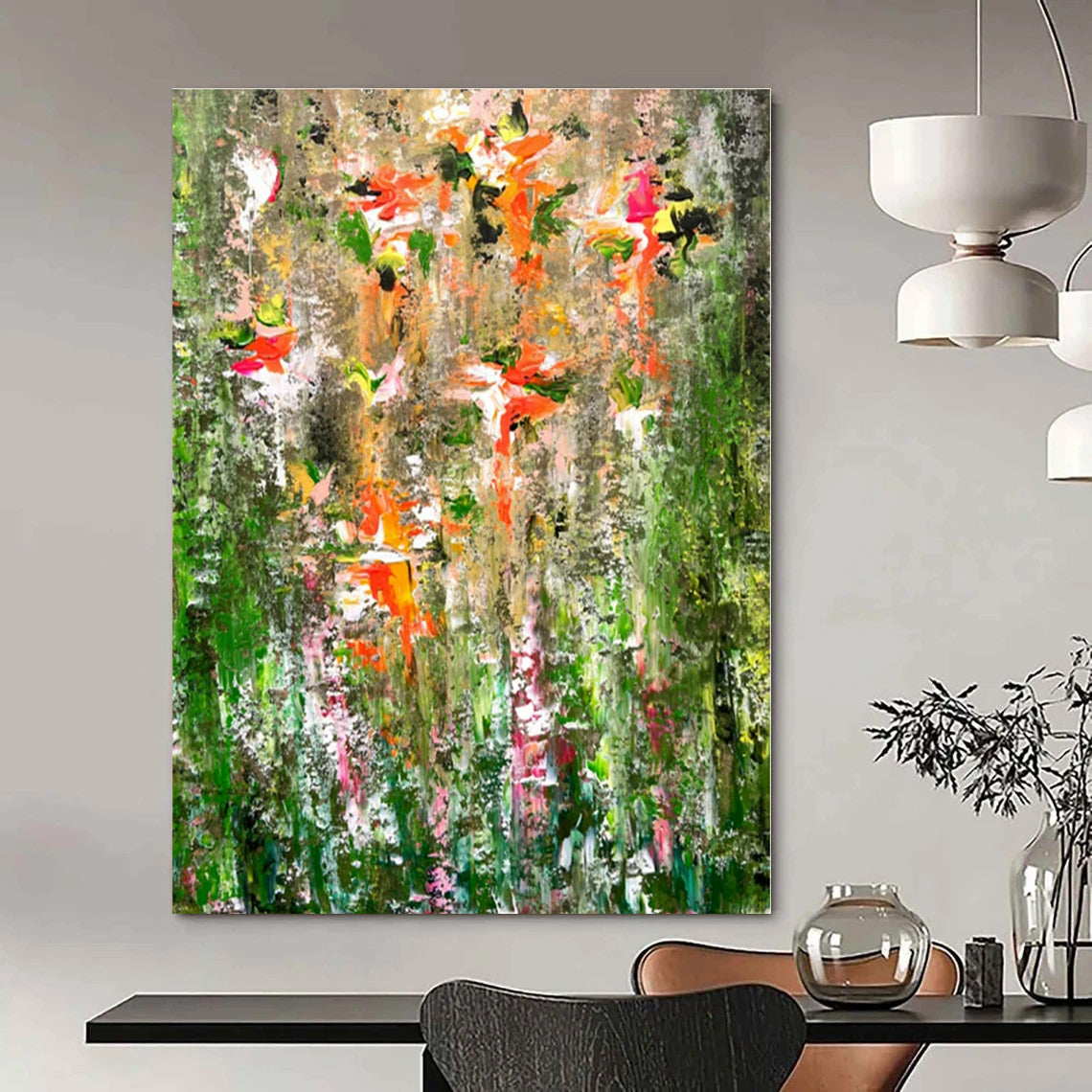 Huge Hand-Painted Contemporary Abstract Canvas for Bedroom Above Headboard Niche